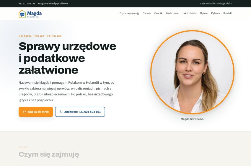 Strona Magda Service NL na komputerze i telefonie